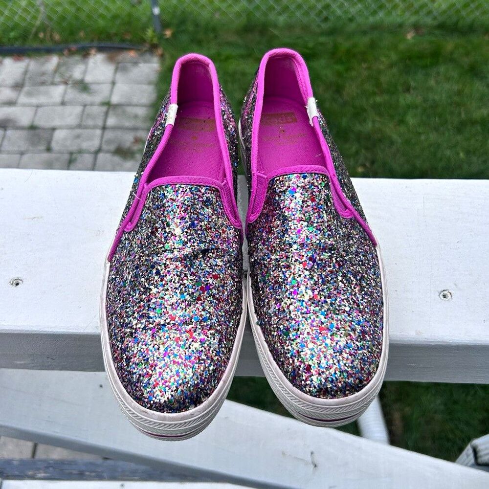 Keds x Kate Spade New York Women’s Size 7.5 Glitter Platform Slip-On Sneakers